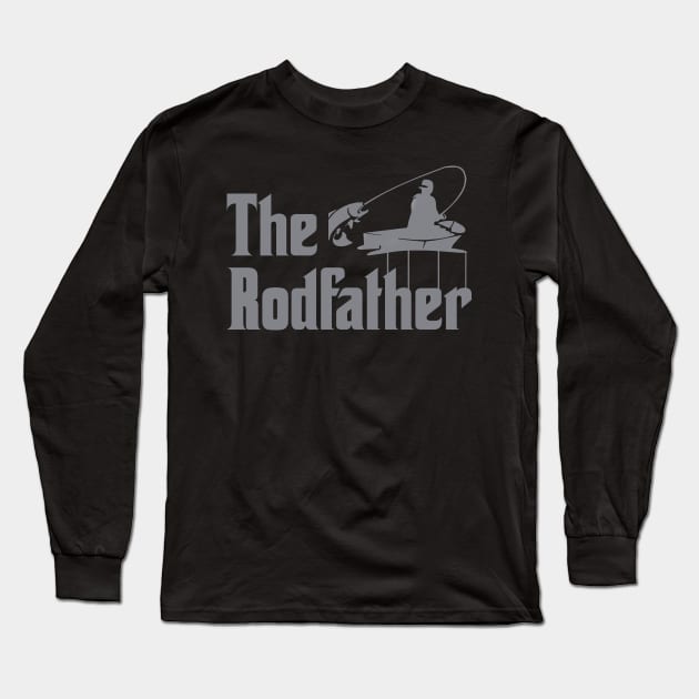 The Rodfather Funny Fishing Gift for Fisherman Long Sleeve T-Shirt by DragonTees